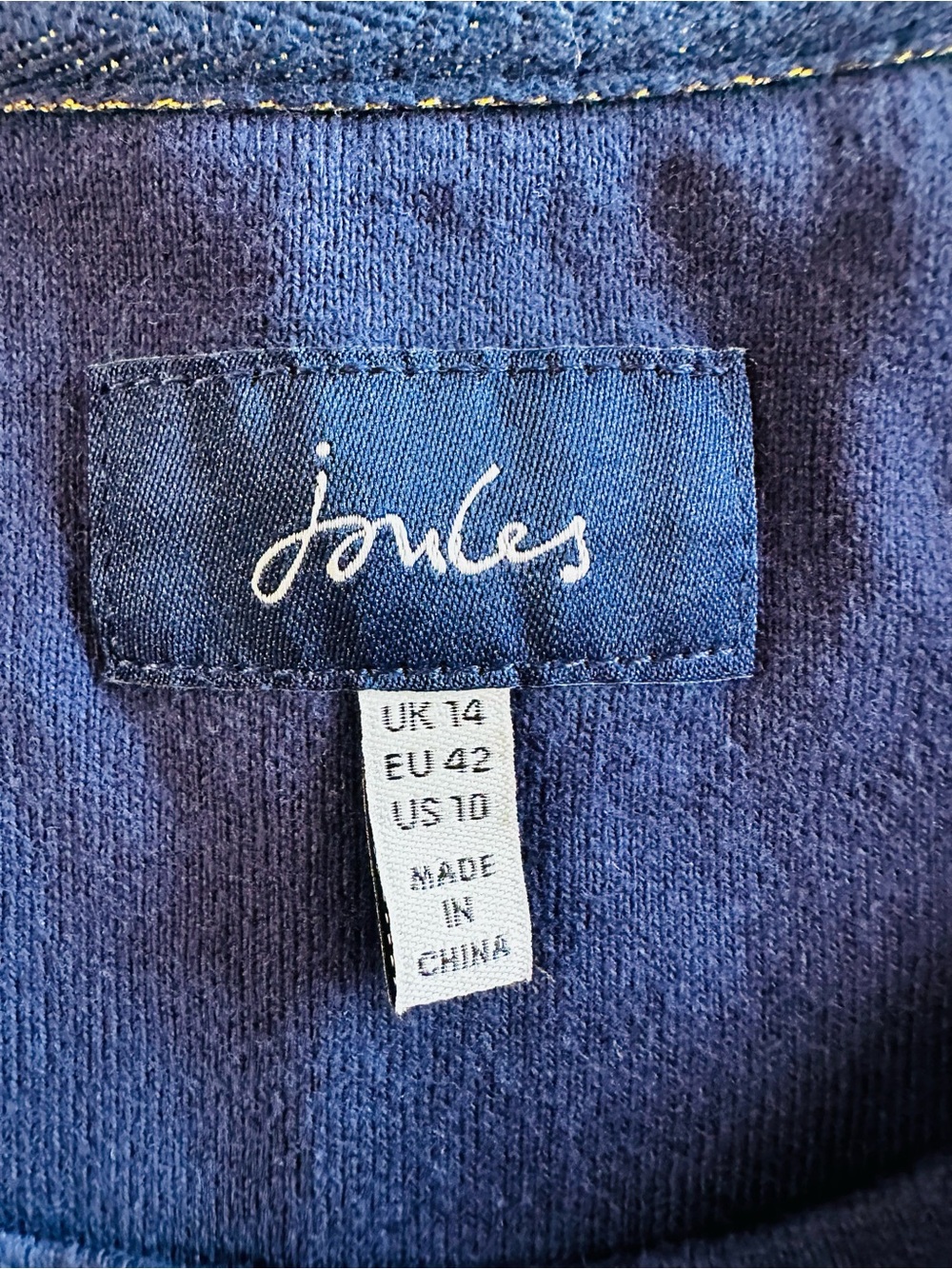 Joules Navy Short Sleeve Shift Dress with Bee Embroidery 100% Cotton - Picture 10 of 15